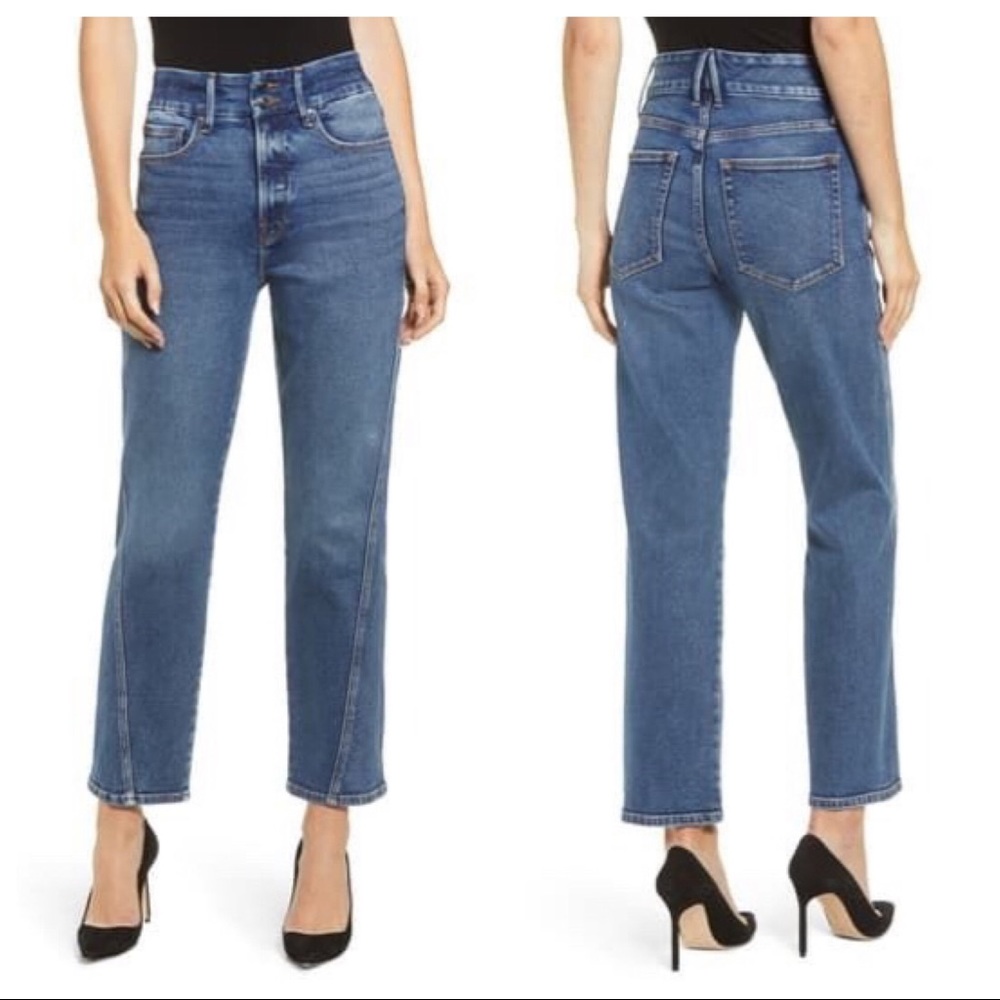 NWOT Good American Straight Twisted Seam Jean 18